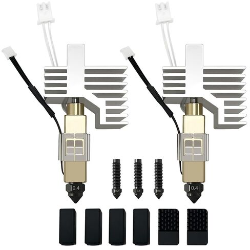 2PK 0.4 مم طارد سيراميك Hotend خالي من الانسداد لـ Elegoo Centauri Carbon/CC | نهاية ساخنة معدنية بالكامل مقاومة للحرارة حتى 320 درجة مئوية، مع مجموعة فوهات من الفولاذ المقوى 0.2/0.4/0.6 مم، قطعتان من غطاء السيليكون وفرشاة فوهة مكونة من قطعتين in Kuwait