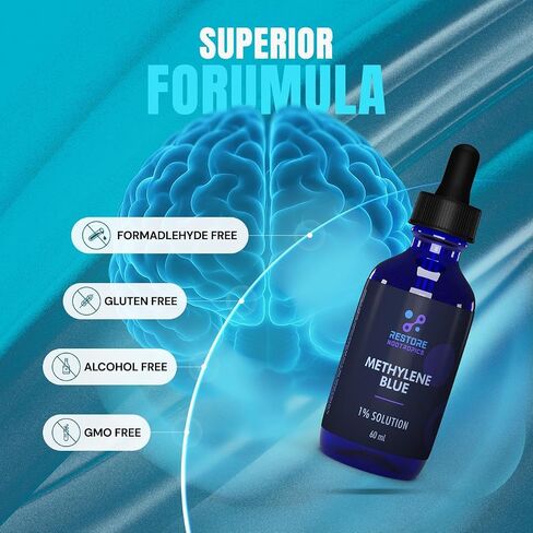 Methylene-Blue USP Grade, No Formaldehyde, High Purity Methylene Blue Drops, 1% Solution, Lab Tested Blue Methylene – 60mL (2 Pack) in Kuwait