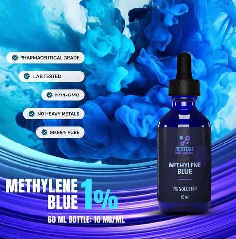 Methylene-Blue USP Grade, No Formaldehyde, High Purity Methylene Blue Drops, 1% Solution, Lab Tested Blue Methylene – 60mL (2 Pack) in Kuwait