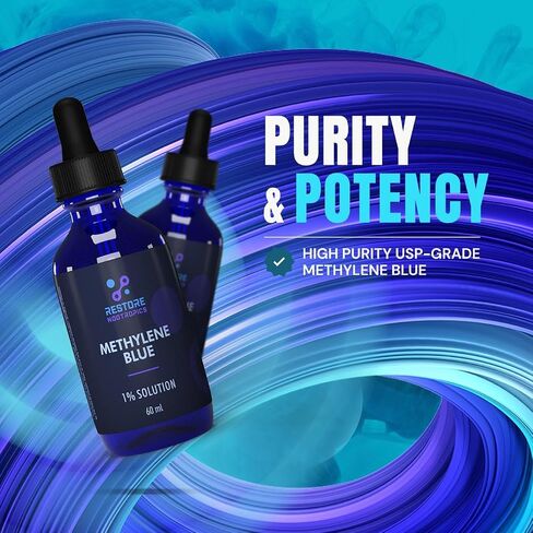 Methylene-Blue USP Grade, No Formaldehyde, High Purity Methylene Blue Drops, 1% Solution, Lab Tested Blue Methylene – 60mL (2 Pack) in Kuwait