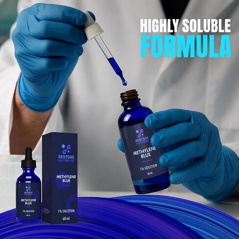 Methylene-Blue USP Grade, No Formaldehyde, High Purity Methylene Blue Drops, 1% Solution, Lab Tested Blue Methylene – 60mL (2 Pack) in Kuwait