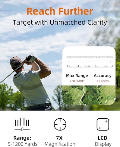 Golf & Hunting Rangefinder with Rechargeable Battery, 5/1200Y Camo Laser Range Finder 7X Magnification, Distance/Angle/Speed/Scan Multi Functional Waterproof Rangefinder with Case in Kuwait