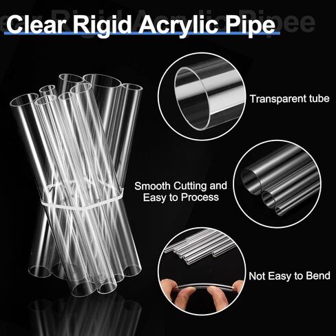 uxcell 2Pcs Clear Rigid Acrylic Pipe, 75mm(2.95") ID x 80mm(3.15") OD 6" Round Polycarbonate Tube Plastic Tubing for Plumbing, Lighting, Aquarium, DIY Projects in Kuwait