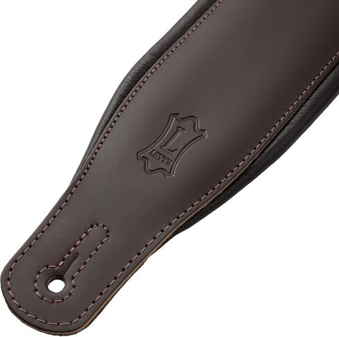 Levy's Leathers Best-Selling 3" Wide Amped Leather Series Extra Long Guitar Strap with Foam Padding, Dark Brown, (M26PD-DBR-XL) in Kuwait
