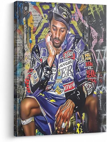 B.B.F MAKE Kobe Street Art Canvas - ألوان زاهية نابضة بالحياة لديكور الحائط Hypebeast، ملصقات كرة السلة الحديثة لغرفة الأولاد المراهقين وكهف الألعاب، مطبوعات رياضية جمالية 16x20 in Kuwait
