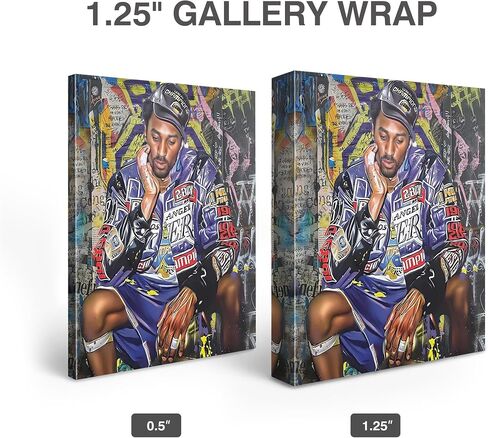 B.B.F MAKE Kobe Street Art Canvas - ألوان زاهية نابضة بالحياة لديكور الحائط Hypebeast، ملصقات كرة السلة الحديثة لغرفة الأولاد المراهقين وكهف الألعاب، مطبوعات رياضية جمالية 16x20 in Kuwait