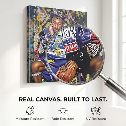 B.B.F MAKE Kobe Street Art Canvas - ألوان زاهية نابضة بالحياة لديكور الحائط Hypebeast، ملصقات كرة السلة الحديثة لغرفة الأولاد المراهقين وكهف الألعاب، مطبوعات رياضية جمالية 16x20 in Kuwait