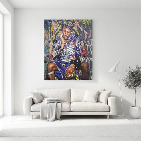 B.B.F MAKE Kobe Street Art Canvas - ألوان زاهية نابضة بالحياة لديكور الحائط Hypebeast، ملصقات كرة السلة الحديثة لغرفة الأولاد المراهقين وكهف الألعاب، مطبوعات رياضية جمالية 16x20 in Kuwait