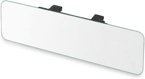 SkycropHD مرآة رؤية خلفية كبيرة داخلية للسيارة، مشبك على مرآة رؤية خلفية بانورامية بزاوية واسعة لإزالة البقع العمياء - مسطحة، بيضاء، 11.2 بوصة (289 مم) in Kuwait