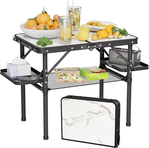 Titanker Small Camping Table Foldable 2ft, Folding Picnic Table with Side Racks & Net, Folding Camp Table Portable Beach Table, Car Camping Essentials, Sturdy Light Aluminum, Gift for Father Husband in Kuwait