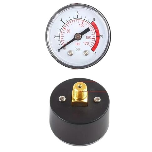 1pc Air Compressor Pneumatic Hydraulic Fluid Pressure Gauge 0-12Bar / 0-170PSI Easy to Read Dial Measuring Instrument in Saudi Arabia