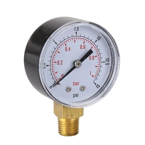 1 قطعة 50 مللي متر 0-15 PSI مقياس 1/4 BSPT أسفل جبل قياس ضغط المياه قياس ضغط الهواء لاختبار ضغط الهواء زيت الماء in Kuwait