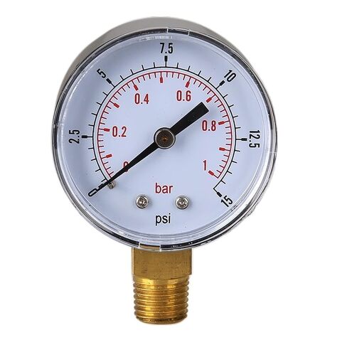 1 قطعة 50 مللي متر 0-15 PSI مقياس 1/4 BSPT أسفل جبل قياس ضغط المياه قياس ضغط الهواء لاختبار ضغط الهواء زيت الماء in Kuwait