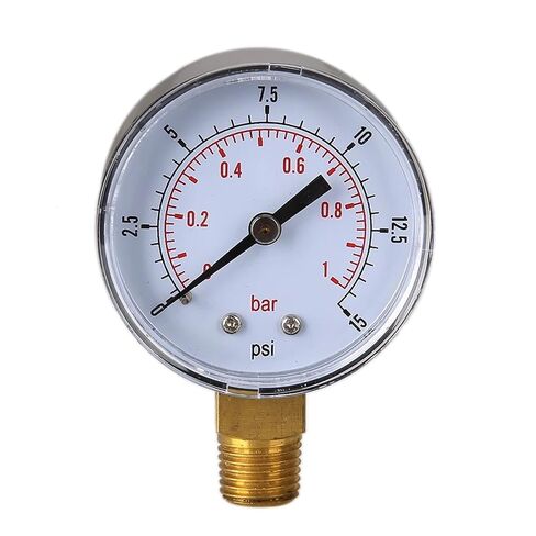 1 قطعة 50 مللي متر 0-15 PSI مقياس 1/4 BSPT أسفل جبل قياس ضغط المياه قياس ضغط الهواء لاختبار ضغط الهواء زيت الماء in Kuwait