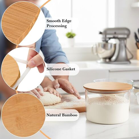 6 قطع من أغطية Linkidea الخشبية الدائرية البديلة مع حلقة سيليكون، متوافقة مع طراز Pyrex 7200، 7201-PC، 7402-PC، أغطية محكمة الغلق للجرار الزجاجية والحاويات وتخزين الطعام in Kuwait