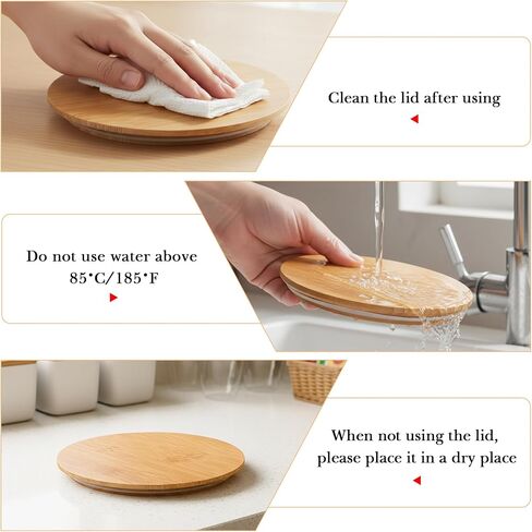 6 قطع من أغطية Linkidea الخشبية الدائرية البديلة مع حلقة سيليكون، متوافقة مع طراز Pyrex 7200، 7201-PC، 7402-PC، أغطية محكمة الغلق للجرار الزجاجية والحاويات وتخزين الطعام in Kuwait