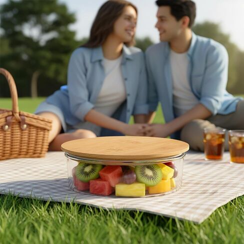 6 قطع من أغطية Linkidea الخشبية الدائرية البديلة مع حلقة سيليكون، متوافقة مع طراز Pyrex 7200، 7201-PC، 7402-PC، أغطية محكمة الغلق للجرار الزجاجية والحاويات وتخزين الطعام in Kuwait
