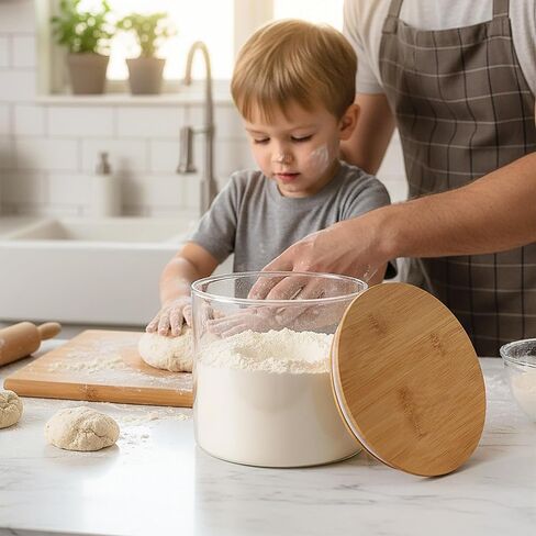 6 قطع من أغطية Linkidea الخشبية الدائرية البديلة مع حلقة سيليكون، متوافقة مع طراز Pyrex 7200، 7201-PC، 7402-PC، أغطية محكمة الغلق للجرار الزجاجية والحاويات وتخزين الطعام in Kuwait