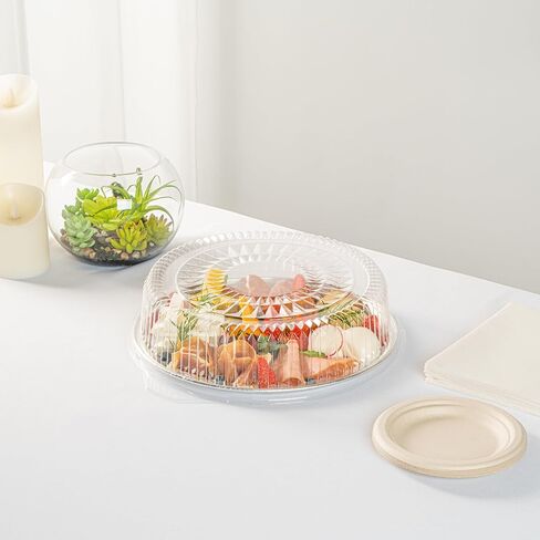 غطاء قبة شفاف من Restaurantware عدد 10 مقاس 12 × 3.5 بوصة غطاء قبة طعام بلاستيكي، غطاء طعام يمكن التخلص منه من أجل إغلاق آمن، غطاء عرض شفاف وواقي متين in Kuwait