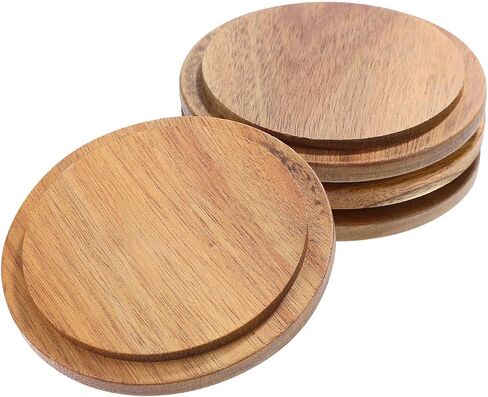 TEHAUX Wooden Mug Lid 3.54In Set of 4 – Airtight Seal Keeps Coffee & Tea Hot, Reusable Natural Wood Cover for Home, Office, Camping in Kuwait