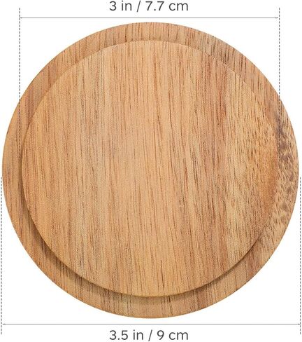 TEHAUX Wooden Mug Lid 3.54In Set of 4 – Airtight Seal Keeps Coffee & Tea Hot, Reusable Natural Wood Cover for Home, Office, Camping in Kuwait