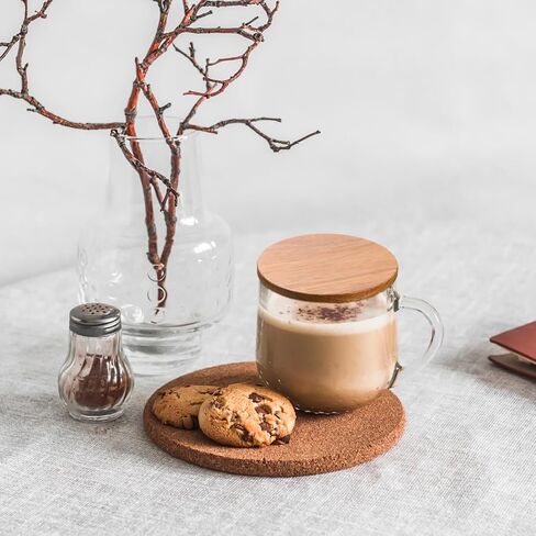 TEHAUX Wooden Mug Lid 3.54In Set of 4 – Airtight Seal Keeps Coffee & Tea Hot, Reusable Natural Wood Cover for Home, Office, Camping in Kuwait