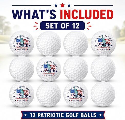 Infusion USA 250th Anniversary Golf Balls (12 Pack) – Patriotic America 250th Anniversary Design, USGA Approved 2-Piece Golf Balls, Red White & Blue Commemorative Golf Gift for Men and Women in Kuwait