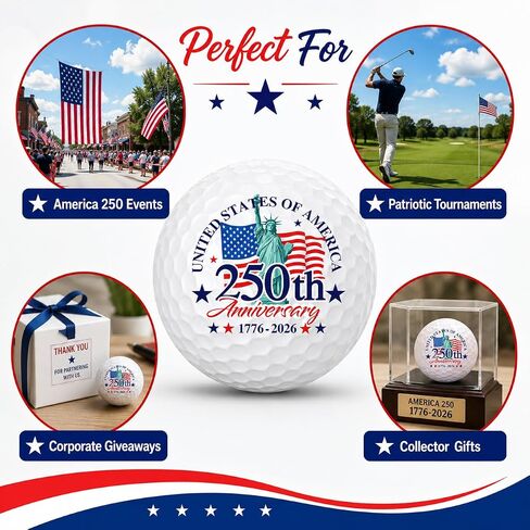 Infusion USA 250th Anniversary Golf Balls (12 Pack) – Patriotic America 250th Anniversary Design, USGA Approved 2-Piece Golf Balls, Red White & Blue Commemorative Golf Gift for Men and Women in Kuwait