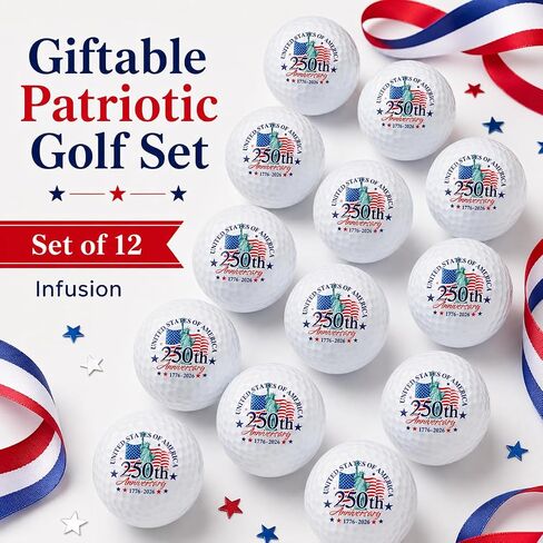 Infusion USA 250th Anniversary Golf Balls (12 Pack) – Patriotic America 250th Anniversary Design, USGA Approved 2-Piece Golf Balls, Red White & Blue Commemorative Golf Gift for Men and Women in Kuwait