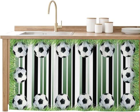 PIEPLE كرة القدم الرياضة بالوعة تنورة الستار 32 ''x 55''، كرات الحديقة الحديثة الألعاب خطوط سوداء خضراء مجلس الوزراء ستارة الباب مخزن الستائر المرافق، الحمام المطبخ الغسيل الخصوصية الستارة ستائر غسالة الصحون in Kuwait