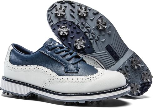 UOFEIY Men’s Spiked Golf Shoes, Water-Resistant Lightweight Golf Sneakers, Soft Spike Traction Outsole for Course & Clubhouse, Walking & Training in Kuwait