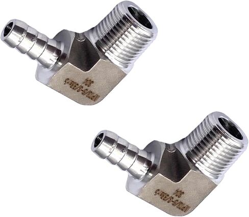 2 قطعة 3/8 "MNPT إلى 3/8" تركيبات شائكة، خرطوم بارب من الفولاذ المقاوم للصدأ 90 درجة إلى محولات خيط ذكر NPT لأنظمة الغازات والمياه والزيوت والوقود in Kuwait