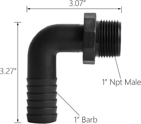2 قطعة 1 بوصة بارب × 1 بوصة موصل ذكر NPT، كوع 90 درجة، تركيب خرطوم بلاستيكي، محول، خرطوم صناعي شائك لتوصيل تركيبات الأنابيب in Kuwait