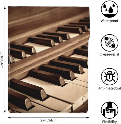 Sepia Tone Piano Keys Print 13-inch Laptop Sleeve, Slim Shockproof Insertion Design Leather Laptop Case for Office, School, Travel in Kuwait