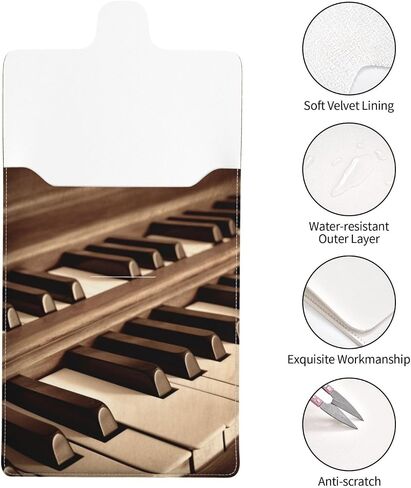 Sepia Tone Piano Keys Print 13-inch Laptop Sleeve, Slim Shockproof Insertion Design Leather Laptop Case for Office, School, Travel in Kuwait