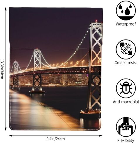 Bay Bridge Print 13-inch Laptop Sleeve, Slim Shockproof Insertion Design Leather Laptop Case for Office, School, Travel in Kuwait