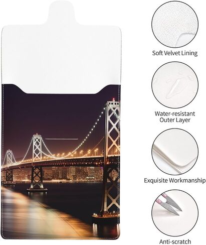 Bay Bridge Print 13-inch Laptop Sleeve, Slim Shockproof Insertion Design Leather Laptop Case for Office, School, Travel in Kuwait