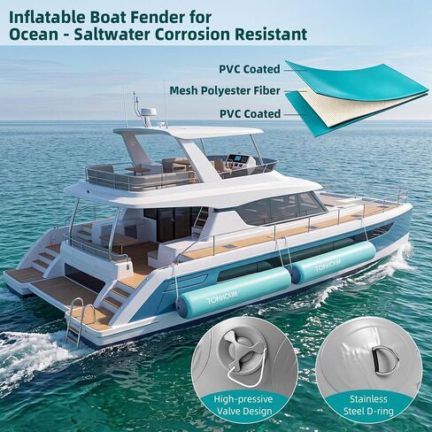 6.5FT/10FT Inflatable Boat Fender – Heavy Duty PVC Boat Accessory for Hull Protection, Quick Inflation & Foldable Storage for Docks, Lakes & Marinas in Kuwait