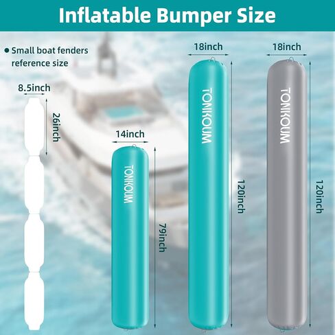6.5FT/10FT Inflatable Boat Fender – Heavy Duty PVC Boat Accessory for Hull Protection, Quick Inflation & Foldable Storage for Docks, Lakes & Marinas in Kuwait