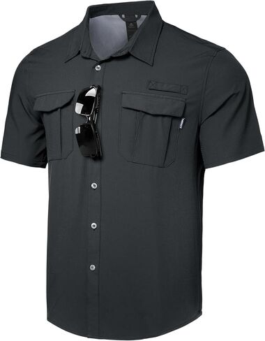 Haimont Men's Sun Protection Shirt Water Resistant Short Sleeve Button Down Shirt Quick Dry Cooling for Hiking Fishing in Saudi Arabia