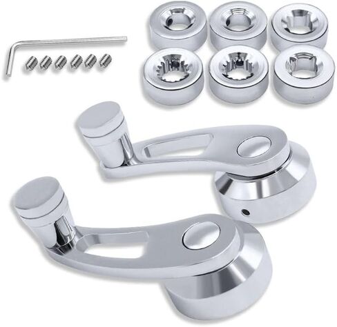 Universal 3" Window Crank Handle Kit For GM Chevy Ford Chrysler Pontiac Cadillac Mopar Hot Rods & Classics Chrome Aluminum Pair in Kuwait