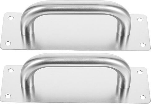 2pcs Stainless Steel Push Pull Door Handles for Passage and Fire Doors, Heavy Duty Metal Sliding Panel Handles with Smooth Operation, Suitable for Home and Commercial Use, Silver in Kuwait