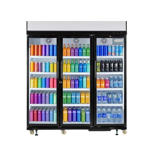 Frigidaire Commercial, 70.9" Triple Door Glass Display Refrigerator, Merchandiser Fridge, 49 Cu Ft, LED Lighting, 8 Wire Shelves, Digital Temperature Control, Self-Closing Glass Doors in Kuwait