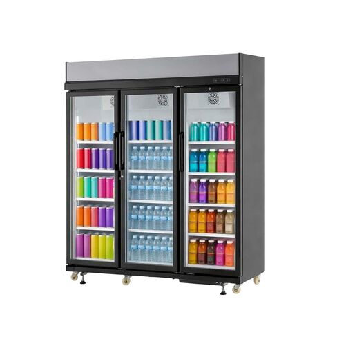 Frigidaire Commercial, 70.9" Triple Door Glass Display Refrigerator, Merchandiser Fridge, 49 Cu Ft, LED Lighting, 8 Wire Shelves, Digital Temperature Control, Self-Closing Glass Doors in Kuwait