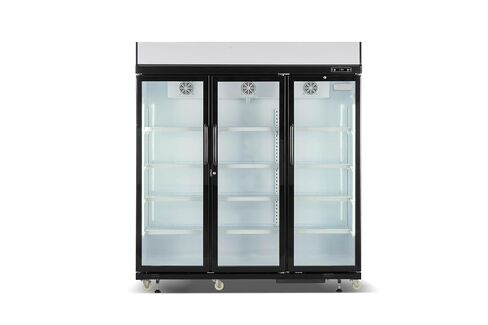 Frigidaire Commercial, 70.9" Triple Door Glass Display Refrigerator, Merchandiser Fridge, 49 Cu Ft, LED Lighting, 8 Wire Shelves, Digital Temperature Control, Self-Closing Glass Doors in Kuwait