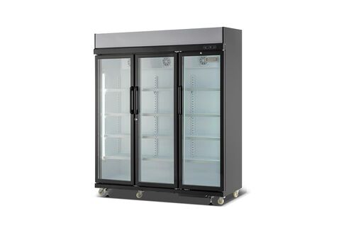 Frigidaire Commercial, 70.9" Triple Door Glass Display Refrigerator, Merchandiser Fridge, 49 Cu Ft, LED Lighting, 8 Wire Shelves, Digital Temperature Control, Self-Closing Glass Doors in Kuwait