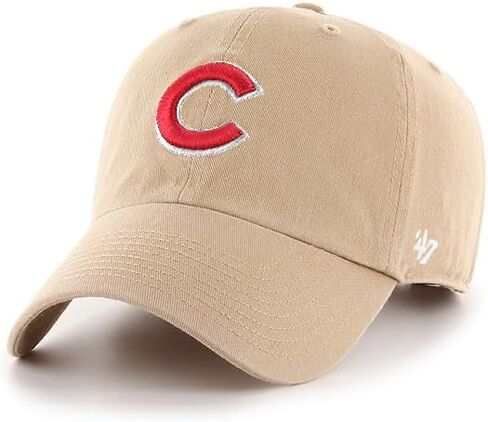 47 قبعة Chicago Cubs Khaki Logo الأساسية، قبعة بشريط قابل للتعديل، مقاس واحد يناسب الجميع للبالغين in Kuwait