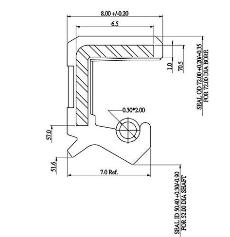 EAI Oil Seal 52mm X 72mm X 8mm TC Double Lip w/Spring. Metal Case w/Nitrile Rubber Coating in Kuwait
