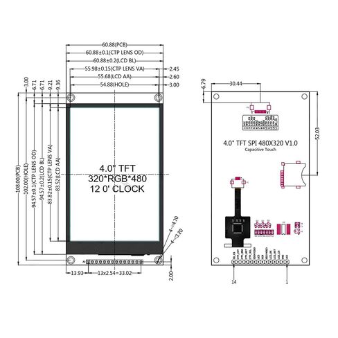 4.0 بوصة TN 320x480 شاشة تعمل باللمس بالسعة SPI المسلسل FT6336U وحدة عرض تعمل باللمس للسائق متوافقة مع Arduino ESP32 in Kuwait