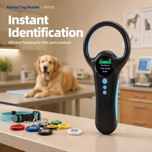 Pet Microchip Reader 134.2K & 125K Dual Frequency Handheld Animal Tag Scanner Rechargeable USB Portable - Fast Chip ID Retrieval, User - Friendly Design for Veterinarians and P in Kuwait